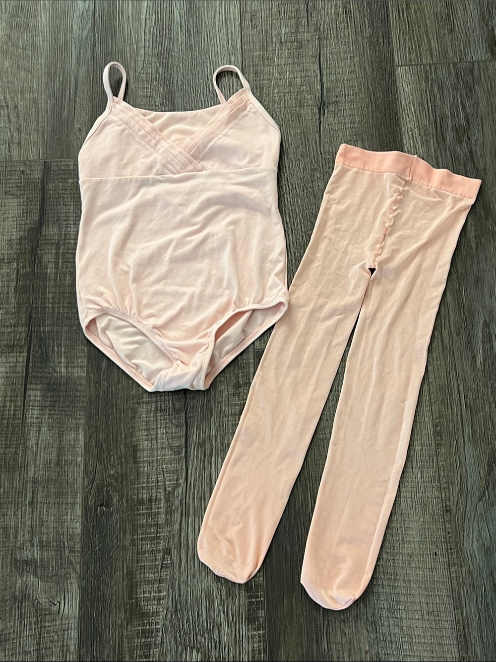 Girls Light Pink Leotard and Tights Set L 10/12